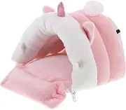 EXHUMKY Unicorn Hamster Nest Cozy Cotton Cave House for Winter Comfort for Guinea Pigs and Dwarf Rabbits Easy to Clean Detachable Design Soft and Warm Sleeping Bed