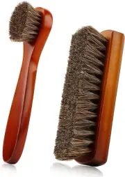 Shoe Brush, Shoe Cleaning Brush, 2 Pieces Horsehair Shoe Brush, Boot Brush, Hors
