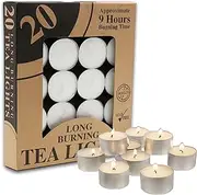 Tealight Candles Tea Light Candle 9 Hours Long Burning Smokeless Paraffin Tealights Unscented for Home Décor Party Wedding (20)