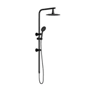 Welba 10" Rain Shower Head Set Round 3-Mode Handheld Shower Rail Set Black