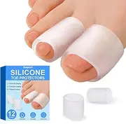 12 Pack Silicone Toe Protectors, Soft Open Toe Sleeves, Gel Toe Covers Toe Cushions for Hammer Toes, Corns, Blisters, Calluses and Pain Relief (Multi-Size)