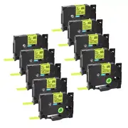 10PK Compatible with Brother P-Touch Tze Tz C31 Fluorescent Yellow Label Tape