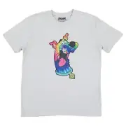 Scooby-Doo Mens Gray Tie-Dye Threadpixel Scooby Graphic Tee Crew Neck T-Shirt