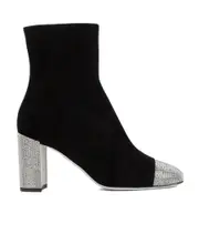 René Caovilla Embellished Pointed Toe Ankle Boots 37.5,36,38.5,37,40,36.5 Black