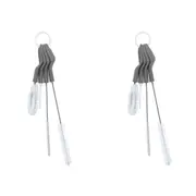 2x 4pc Full Circle Little Sipper Bottle/Straw/Lid Cleaning Brush/Scrub Set Grey