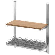 KUNGSFORS susp rail w shelf/rail/dish dra, stainless steel/ash