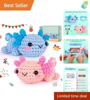 Crafty Crochet Starter Kit for Kids & Adults - Easy Axolotl Projects Included