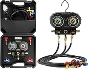 Lichamp AC R134A Gauge Set, Automotive Manifold Gauge Compatible with R32 R134A and R410 Refrigerants, Works on Car Freon Charging and Evacuation