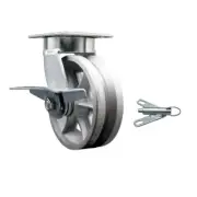6 Inch KP V-Groove Semi Steel Swivel Caster w/Ball Bearing & Brake/Swivel Lock