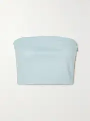 [SPRWMN] SPRWMN - Strapless Cropped Leather Top - Light blue - medium medium Blue