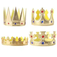 在飛比找ETMall東森購物網優惠-國王皇冠萬圣節兒童生日布置道具金色布皇冠帽子頭飾派對用品