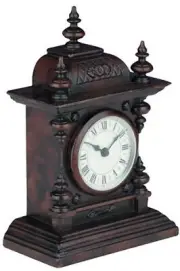 Mantel Clock MOUNTAIN Lodge Resin Hand-Cast Hand-Painted Quartz Movement