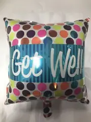 Square 18" Get Well Foil Helium Balloon ,colored Dots