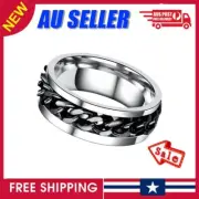 Titanium Stainless Steel 8mm Spinner Ring Curb Chain Men Women Band Size 7-13 ZR