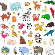 SYTHAK 34pcs Window Clings Stickers,Jungle Animals Gel Clings Decals for Kids Toddlers and Adults Classroom (Animal)