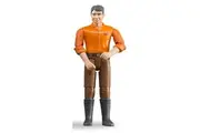 Bruder Bworld Black Hair Light Skin Man Brown Jeans Figurine Kids Toy 4y+