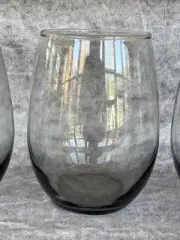 4 Libbey Classic Smoke Grey Stemless Wine Glasses - Set of 4 - 15.25 Oz