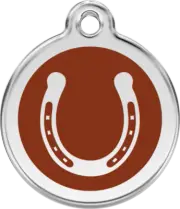 Red Dingo Horse Shoe Brown Tag - Lifetime Guarantee - Cat, Dog, Pet ID Tag Engra
