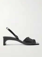 [TOTEME] TOTEME - + Net Sustain The Gathered Scoop Crinkled Glossed-leather Slingback Sandals - Black - IT35 IT 35 Black