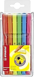 STABILO flash Highlighter - Wallet of 6 Assorted Colours