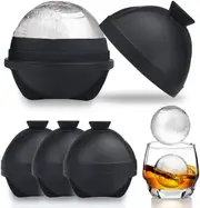 Ice Cube Mold Silicone, Round Ice Cube Mold - Reusable Silicone Ice Ball Molds with Built-in Funnel - for approx, 6 cm Large Ice Balls for Whiskey & C