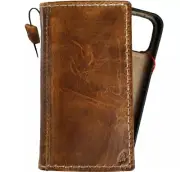 Genuine Leather Case f Iphone 14 13 15 16 16E Pro Max Plus Wallet Removable Tan