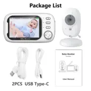3.5Inch LCD HD Video Baby Monitor Wireless Night Vision Temperature Monitoring 2