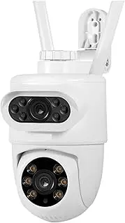5MP 8MP 4K PTZ WiFi IP Camera Tuya Smart Outdoor Home Security Dual Lens 10MP 5K Camera CCTV Video Surveillance(US Plug,10MP and 64GB Card)