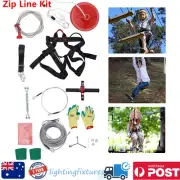 Zip Line Kit 48m Playground Flying Fox Outdoor Zipline Kit With Seat & Safe Belt