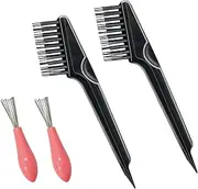 Lopsity 4PCS Hair Brush Cleaning Tool Comb Mini Hair Brush Comb Cleaning Brush Hair Brush Cleaner Tool for Removing Hair Dust Home Salon Use (PINK+BALCK)