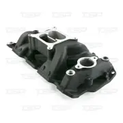 SBC Carbureted Blk Aluminum Dual Plane Air Gap Manifold