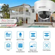 Hikvision 8MP POE Acusense Dome IP Camera DS-2CD2186G2-ISU Home Security MIC IPC