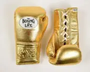 No Boxing No Life Boxing Gloves Custom Made Cowhide Leather Gold All sizes