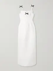 [SHUSHU/TONG] SHUSHU/TONG - Velvet- And Lace-trimmed Brocade Gown - White - UK 10 UK 10 White