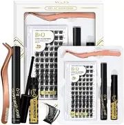 B&Qaugen DIY Lash Extension Kit B07 Lash Cluster B&Q DIY Eyelash Kit Individual Lashes Clusters with Mascara Brush Glue Remover Lash Applicators for DIY Eyelashes Extensions (Kit,B07)