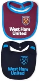 West Ham United FC Baby Contrast Trim Bibs (Pack of 2) (UK Size: One Size) (Claret/Sky Blue/Black)
