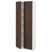 METOD high cabinet with shelves, white/Sinarp brown, 80x37x200 cm