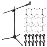 12x Live Stream Microphone Stand Dual Mic Clip Boom Arm Adjustable Tripod