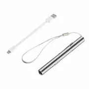 5" LED USB Rechargeable Tactical Mini Flashlight Stainless Steel Pen Torch Light