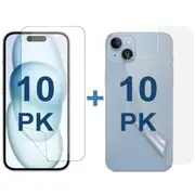10 Set Soft PET Film Screen Protector for Apple iPhone 15 PLUS Front and Back Bulk