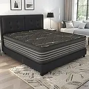 35CM Queen Mattress, Bed Mattresses in a Box, Medium Firm High Density Foam Comfort Mattress, Vacuum Packed Mattresses with Pocket Spring and Full Body Support, Black