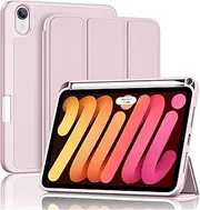 ProCase for iPad mini 7 A17 Pro 2024/iPad Mini 6 2021 8.3'' iPad mini 7th/6th Gen Case with Pencil Holder, Trifold Stand Smart Folio with Soft TPU Back Cover for iPad mini 8.3" 7th/6th Gen -Lightpink