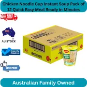 Chicken Noodle Cup Instant Soup Pack of 12 Quick Easy Meal Ready in Minutes