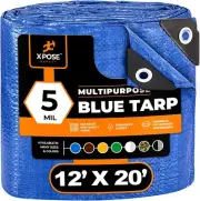Better Blue Poly Tarp 12' x 20' - Multipurpose Protective Cover - Lightweight