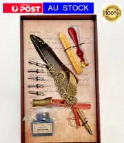 Vintage Feather Quill Dip Pen Writing Ink Set Perfect for Signning Gift Pen