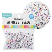 Art Star Assorted Colour Flat Round Alphabet Beads 4 x 7mm 250 Piece Pack