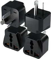 [4 Pack]Universal Travel Adapter : US/UK/EU/India to AU Plug Converter, Semi-Insulated Power Pins, Flame-Retardant Plastic & Nickel-plated Copper, Includes Drawstring Bag for Travel & Easy Portability