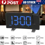 LED Digital Projector Rotatable Projection Snooze Dual Alarm Clock FM Radio USB