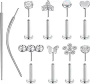 [Zolure] 16G 8mm Forward Helix Earring Tragus Cartilage Lip Rings Surgical Steel Labret Stud Body Piercing Jewelry