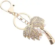 [Holibanna] Rhinestone Palm Tree Keychain Bling Keychains Crystal Coconut Palm Tree Keychain Bling Bag Charm Key Ring Tropical